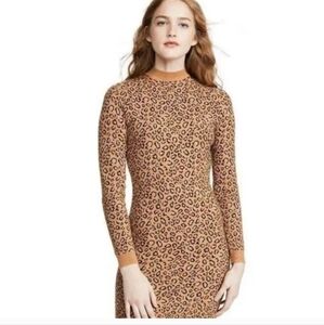 NWT leRumi Stylish Leopard Print Knit Sweater Dress